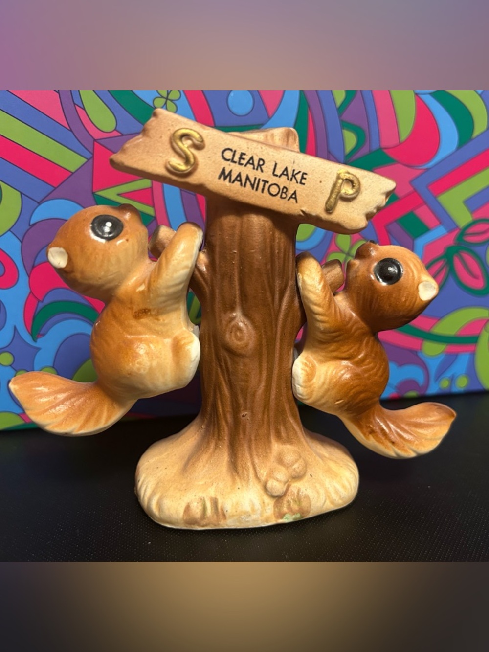 Salt and Pepper Set Clear Lake Manitoba Squirrel Pair on Tree